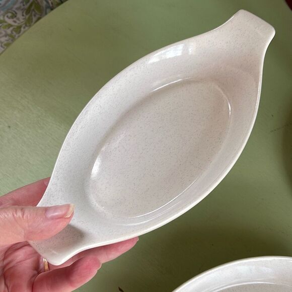 Oven proof made in Japan stoneware Au Gratin dish speckled set of 3. Midcentury - Picture 8 of 12